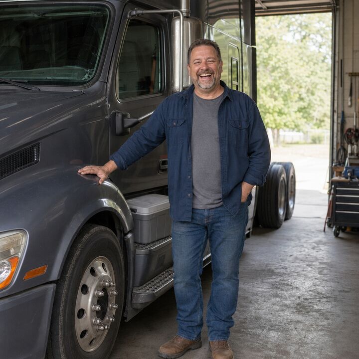 Marcus R. standing beside his truck